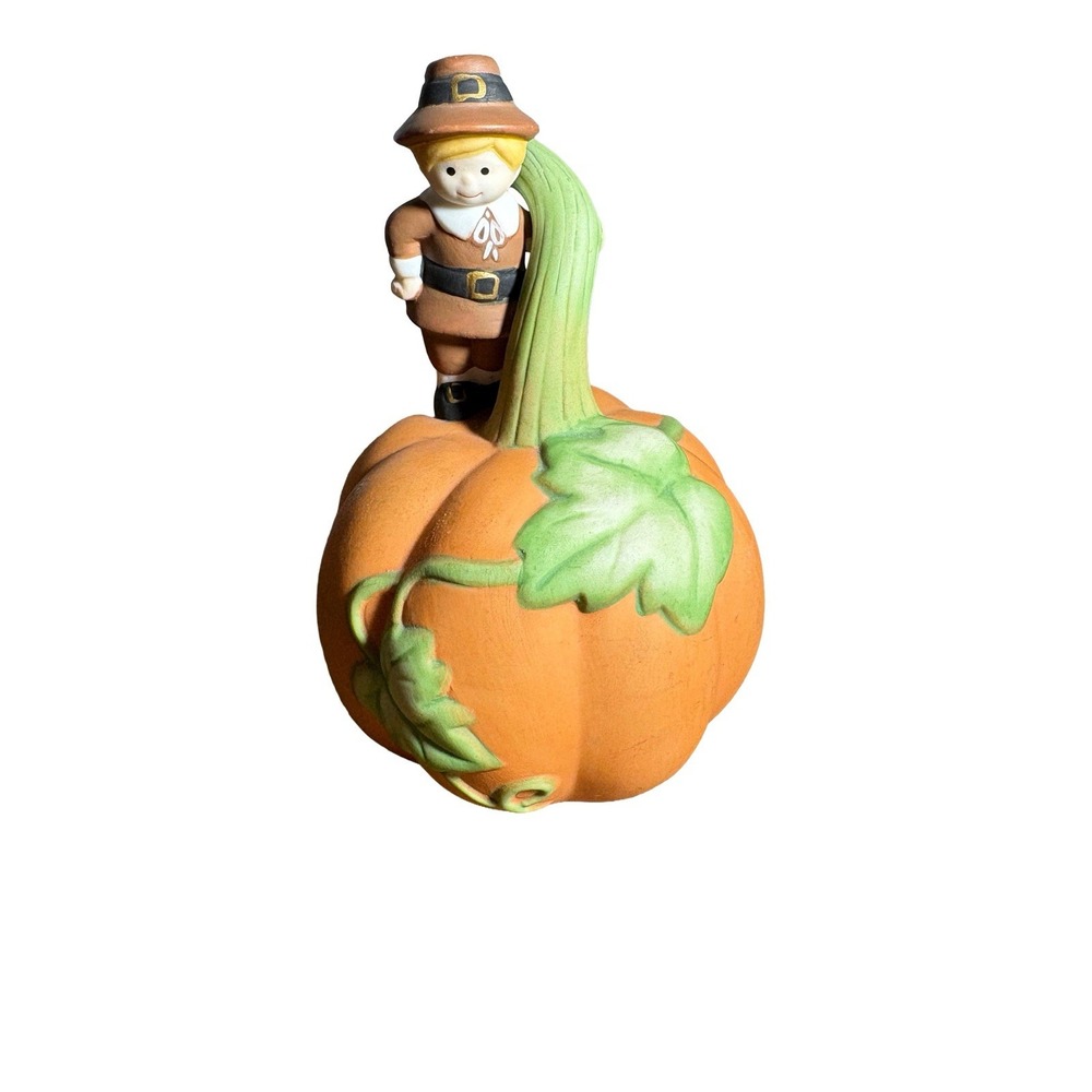 Vintage Avon Bell Pumpkin Thanksgiving Pilgrim 1990 Collectibles Ceramic